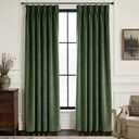 Olive Green Pleated Velvet Blackout Curtains 92 inches Long 2 Panels Set Thermal Insulated Triple Pinch Pleat Velvet Drapes Room Darkening Thick Luxury Modern Minimalism Forest Green Christmas Decor