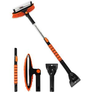 41" Extendable Ice Scrapers for Car Windshield 2-in-1 Snow Brush for Car Snow Scraper for Car Snow Scraper and Drush with Ergonomic Foam Grip for Cars, Trucks, SUVs with 360 Pivoting Brush Head