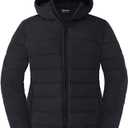 wantdo Women's Plus Size Lightweight Jackets Full-Zip Quilted Warm Jacket with Hood (4X, Black)