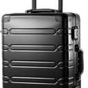 All Aluminum Carry On Luggage 22x14x9 Airline ApprovedZipperless Luggage Premium Aluminum Suitcase Luggage, Hard Shell Carry On Luggage with Spinner Wheels (black, 20inch)