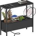 Asgolion 31.5" Console Table, 9.5" D Entryway Table with Power Outlets & USB Ports & Fabric Basket, Narrow Sofa Table for Hallway, Foyer, Living Room, Black