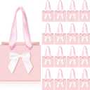 Kolldenn 50 Pcs Mini Gift Bags with Bow Ribbon 4''x2.7''x4.5'' Small Pink Paper Thank You Goodie Gift Bags Bulk with Handle for Baby Shower Wedding Party Favor Birthday Return Guests
