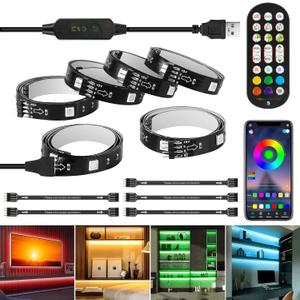 LED Strip Lights 10ft, 6 Pre-cut 1.64ft RGB LED Lights for 43-65 Inch TV, App Control TV LED Backlight with Remote, Music Sync USB Bias Lighting LED Strip Lights for Bedroom PC Monitor Mirror Cabinet, RGB (Red, Green, Blue)
