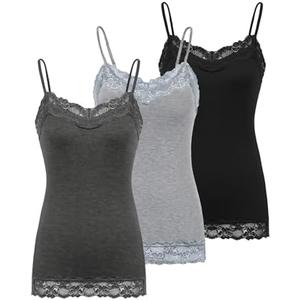 Kate Kasin Women's Adjustable Spaghetti Strap Lace Trim Cami Tunic Tank Top 3PACK Size 2XL