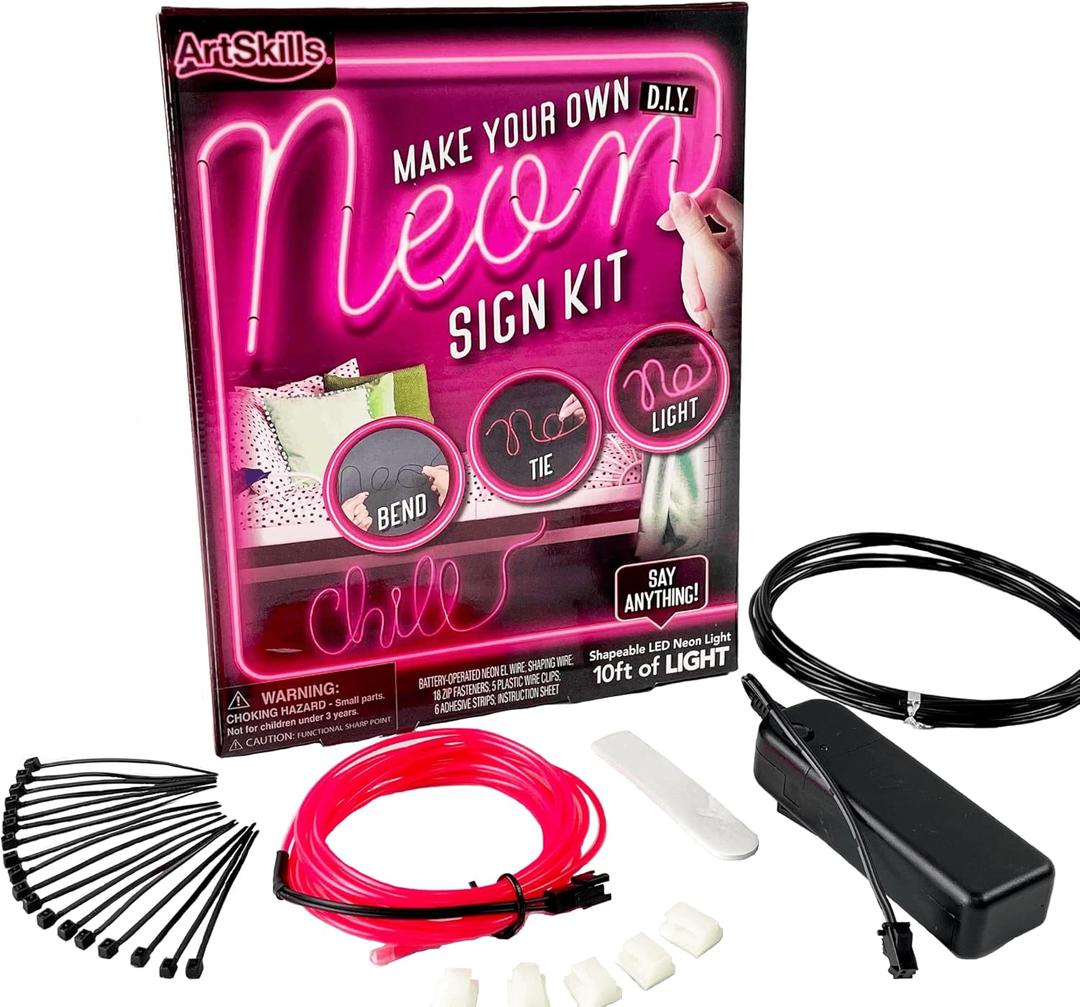 ArtSkills Make Your Own Neon Sign Kit, Pink Neon Lights for Bedroom Dcor, Wall Dcor, LED Flexible Light Strip for Custom Neon Signs