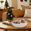 L'ARL GMVOI Large Decorative Bowl - Modern Handicraft Bowls for Home Decor - Fruit Bowl for Kitchen Counter - Key Bowl for Entryway Table - Ruffle Centerpiece Bowl Decor,Artificial Stone White
