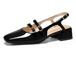 COUTGO WOMENS BLACK MARY JANE HEELS 8