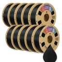 OVERTURE 10KG Bundle PLA Filament 1.75mm, Neatly Wound 3D Printer Filament 10 Pack 1kg Spool (2.2lbs), Dimensional Accuracy +/- 0.02 mm, Fit Most FDM 3D Printers (Black 10-Pack)
