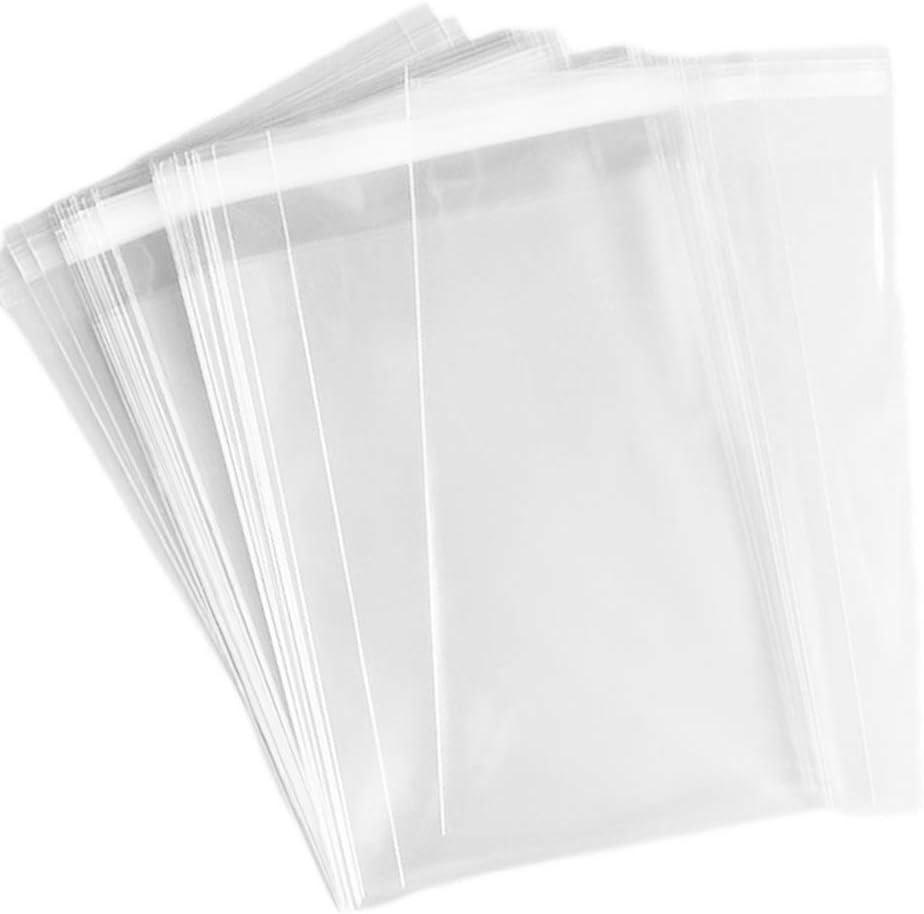 Delatanus 6''x 9'' Clear Cellophane Bags 1.6-mil,Fits A9 Envelopes 6X9 Inch Art Work Cards Photos Candy Treats Bakery Cookie Clear Cello Plastic Sleeve (100 Count)