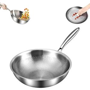 Toutrop Titanium Hammered Pan Pro with Lid, Durable Scratch-Resistant Titanium Frying Pans for Cooking Non Stick, Even Heating for Cooking, Nutritious Pan for Cooking (10.23IN)