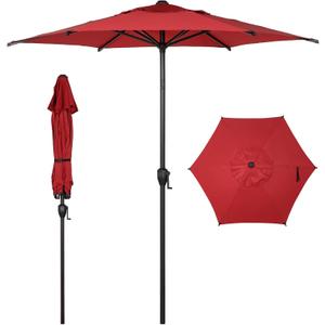 Abba Patio 7.5FT Lyon Outdoor Patio Umbrella Cover Replacement, 6 Sturdy Ribs UV Protection Waterproof for Garden Deck Backyard Pool,Only Umbrella Replacement Canopy, Red