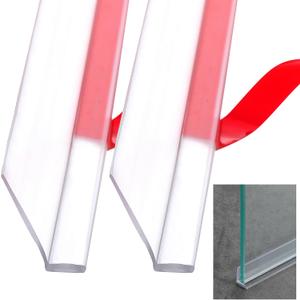 Nuanchu 2 Pcs Clear Vinyl Angled L-Type Seal Strip with Pre-Applied Self Adhesive Backing Bathroom Threshold Water Strip Shower Door Seal Strip for Gap Less Than 11/16-73 Long Frameless Shower Door