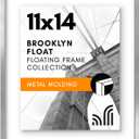 Americanflat Aluminum 11x14 Floating Picture Frame with Shatter-Resistant Glass - Use as 8x10 Picture Frame or Display 11x14 Photo - Signature Float Collection - Photo Frames for Wall Display - Silver