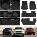 Floor Mats for Jeep Grand Cherokee L 2021-2025 (ONLY for 7 Seaters Without Center Console) All Weather Custom Fit Car Floor Liners Trunk Mat Rubber Car Mats