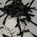 Jutom 24 Pcs Tree Bows Decoration Black Satin Bows Ornaments with Faux Pearl Beads for Tree Birthday Party Holiday Decor, 3.94x7.87inch