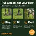 Fiskars Stand-Up Weed Puller Tool, 4 Serrated Stainless Steel Claws Grip Roots for Permanent Removal, Reinforced Foot Platform Penetrates Tough Soil, Easy-Eject & Ergonomic Offset Handle, 39"
