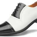 HuitJours Men Oxford Dress Shoes Multicolor Brogues Wing Tips Lace Up Patchwork Two Tone Color Matching Punched Round Toe (7, H-black White)