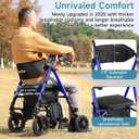Walkers for Seniors, 2 in 1 Rollator Wheelchairs Combo 10" Big Wheels Walker with Seat, Rollator Transport Chair with Brakes Folding Rolling Walker for Adults, Blue