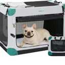 Gardner Pet Soft Collapsible Dog Crate - 26 Inch Portable Travel Dog Crate for Puppy/Small Dogs Indoor & Outdoor, 3-Door Pet Crate with Durable Mesh Windows & Storage Bag, Grey