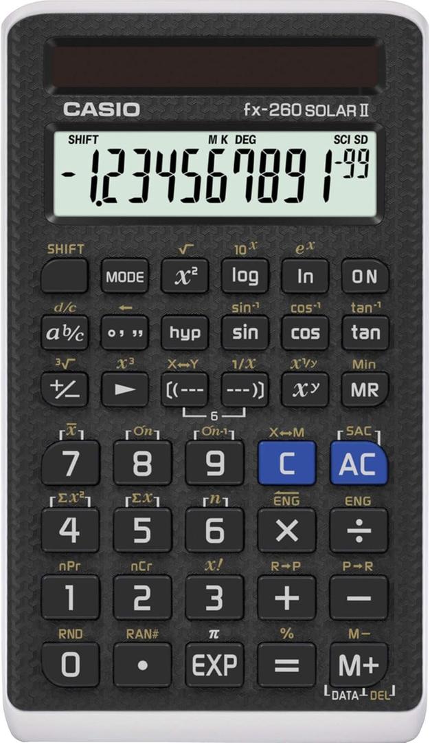 Casio fx-260 Solar II Scientific Calculator | 10-Digit Display | Fraction & Trig Functions | Ideal for Middle School, High School Math, Algebra, Trigonometry | Solar Powered (Black)