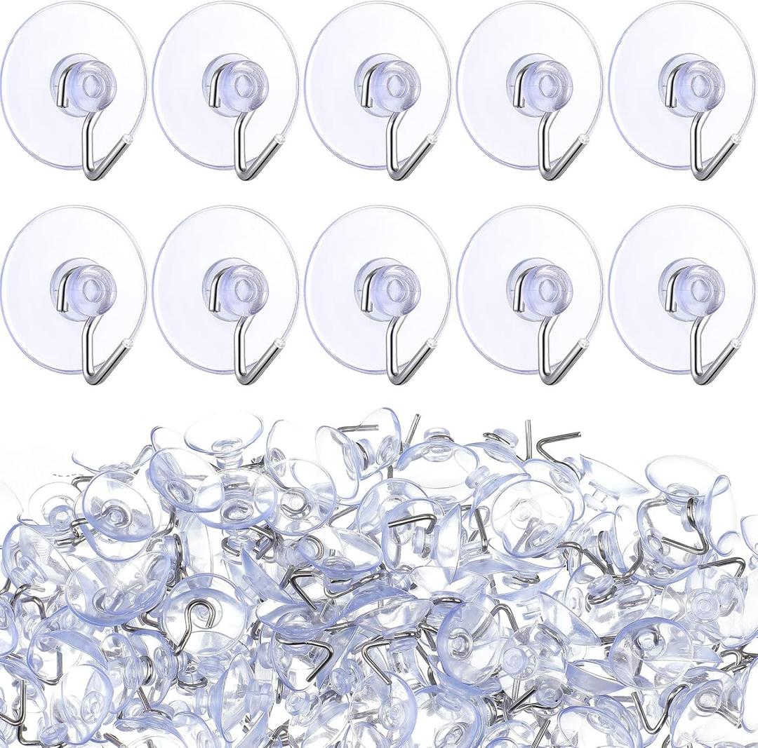 100 Pcs Mini Suction Cup Hooks for Glass Window 0.87 InchWindow Suction Cups with Hook Removable Clear Plastic String Lights Hold for Holiday