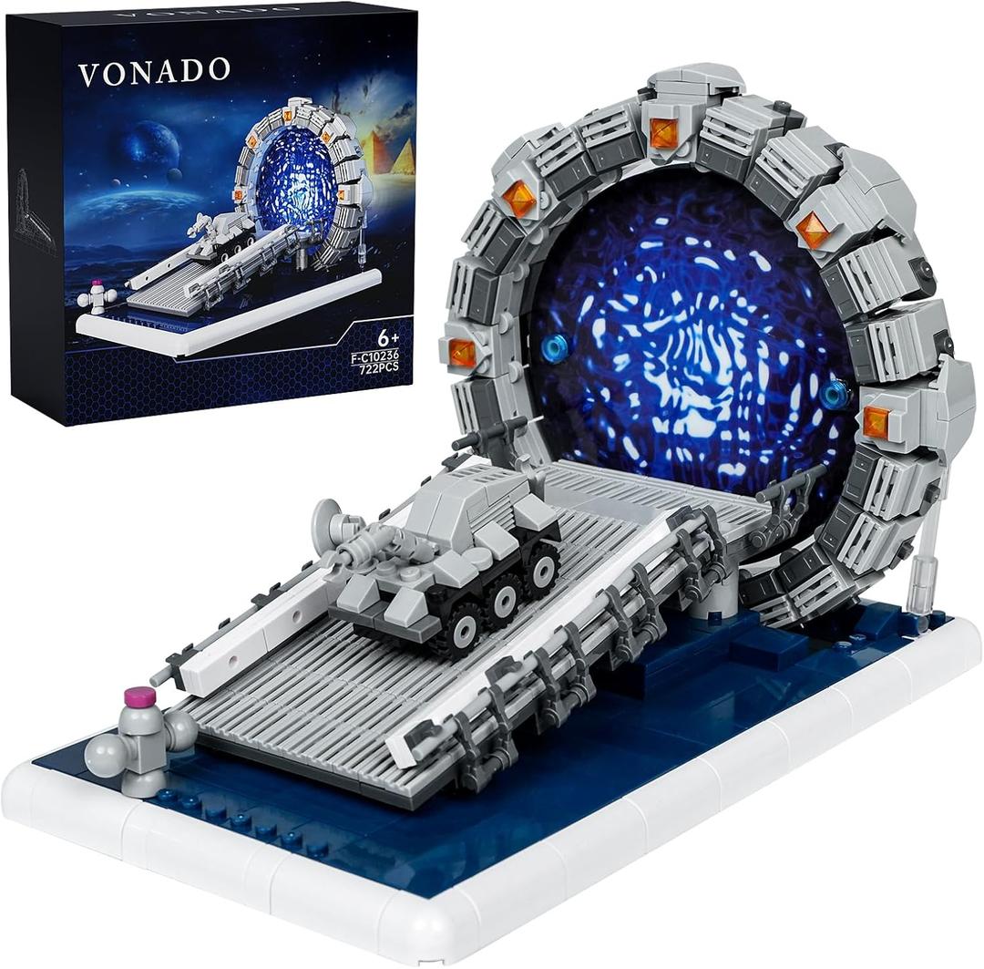 Stargateals Mirror Building Blocks Toy, SG Star Tunnel Ring Model with Battle Vehicle, Compatible with Lego Space Gate Sci-Fi Movie Replica, Gifts for Sci-Fi Movie Lovers, Boys and Girls 6+ (722Pcs)