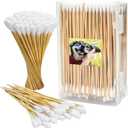 Large Cotton Swabs in Storage Box, 6 Inch Dog Ear Swabs with Bamboo Handle for Dogs - Soft Cotton Tips, Gentle and Lint-Free, Specially Designed for Dog,Large Area Cleaning Solution (200)