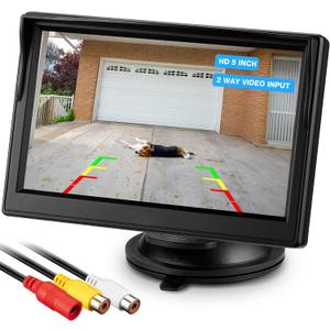 Backup Camera Monitor Only - 5 Inch HD Image Back up Camera Screen for Cars Trucks SUVs Vans RVs Trailers Campers, Dashboard/Windshield Installation, 12V/24V, Camera Not Included (5 Inch)
