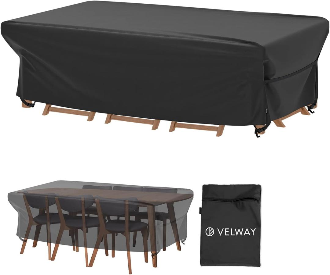 Velway Patio Table Cover Rectangle Waterproof Patio Furniture Cover for Outdoor Table and Chairs 84Lx52Wx29H Oxford Tear-Resistant Wind Dust Proof Paito Furniture Covers