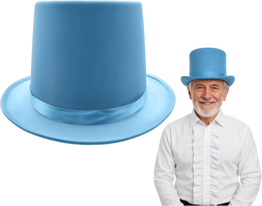 Nicky Bigs Novelties Adult Satin Top Hat Magician Gentleman Roaring 20s Tuxedo Formal Costume (Light Blue)