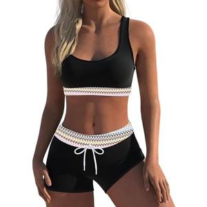 Wenly zeng Womens Sport Two Piece Swimsuits Racerback Tops Boyshort Bottom, Medium