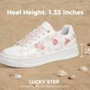 LUCKY STEP Women's Printed Fashion Sneakers - Non Slip Comfortable Walking Shoes - Lightweight Casual Classic Athletic Shoe(9 M US P Pink)
