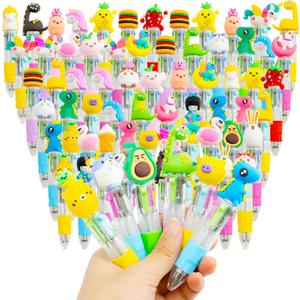 65Pcs Mini Multicolor Pen in One 4-in-1 Cute Pens for Kids, Ballpoint Pens for Birthdays and Children's Parties, Fun Pens Bulk Gifts Assorted Ink Kawaii Pens