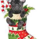 2 x Black French Bulldog Christmas Acrylic Flat Ornament - Frenchie Puppy in Stocking with Santa Hat - Perfect Holiday Tree Decoration for Dog Lovers- 2024 Black Frenchie Dog Christmas Ornament