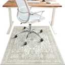 36"x48" Office Chair Mat for Hardwood Tile Floor, Under Desk Carpet Protector for Rolling Computer Chair Mat, Machine Washable Area Rug, Anti-Slip 1/5" Thick Low Pile Thin Vinyl Floor Mat, Mint