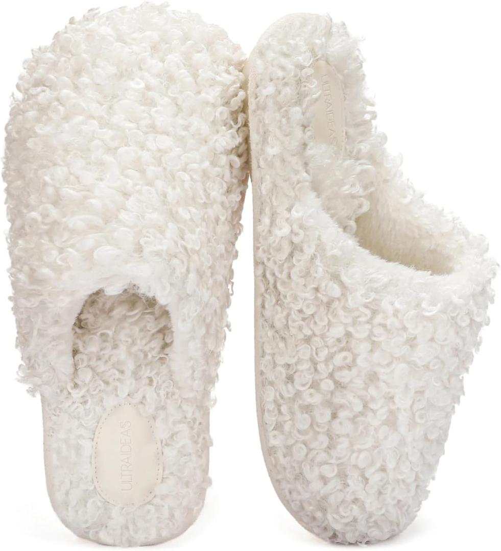 ULTRAIDEAS Women's Fuzzy Slip-on Slippers, Cozy Indoor House Shoes with Memory Foam (White, XL) ULTRAIDEAS Women's Fuzzy Slip-on Slippers, Cozy Indoor House Shoes with Memory Foam (White, XL)