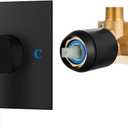 Airuida Square Single-Function Brass Faucet Shower Rough-in Valve Male Thread Bathroom Trim Kit Single Handle Tub Shower Valve 4.3 Inch Cover Plate Matte Black