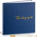 Colarr Hardcover Couples Scrapbook 144 Pages 8.7 x 8.7" Valentine Couples Photo Album Scrapbook Journal for 1 Year Wedding Memory Anniversary Photo Book Gift with 2 Markers(Navy Blue,the Story of Us)