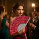 QIRMIZI 30 PACK Fabric Folding Handheld Fans, Perfect for Weddings, Parties, and Dancing,Red