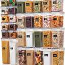 Vtopmart 32pcs Airtight Food Storage Containers Set, BPA Free Plastic Kitchen and Pantry Organization Canisters with Lids for Cereal, Dry Food, Flour and Sugar, Includes 32 Labels