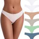 Jo & Bette Cotton Thongs for Women - 6 or 12 Pack Panties - Thongs Underwear Women Breathable No show Seamless (Medium, 6pk Pastels, Blue Set)