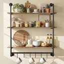 3 Tier Industrial Pipe Floating Shelf, 31.5" Kitchen Wall Shelves, 31.5 Inch3 Tier