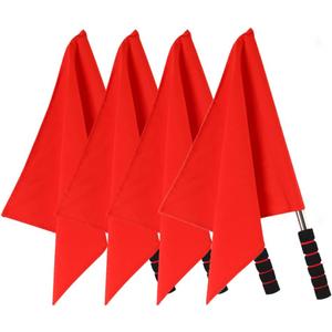 GANAZONO 4pcs Referee Flag Volleyball Line Judge Flags Stainless Steel Sponge Handle Track and Field Sports Training Volleyball Referee Equipment 45x36cm (Red)