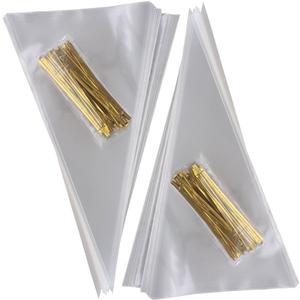 2 x HAZOULEN 200-Piece Clear Cello Treat Bags Popcorn Candy Bags with Twist Ties, 12" x 6.5"
