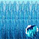 8 Pack Lake Blue Tinsel Foil Fringe Curtain Backdrop, 3.28Ft x 8.2Ft Metallic Streamers for Photo Booth, Birthday, Wedding, Thanksgiving Day, Christmas, Birthday, Halloween Party Decorations