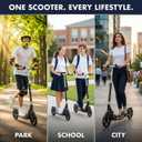 Non-Electric Scooters for Kids 8-12, Teens & Adults - Foldable Commuter Scooter with 8" Wheels, Bell, Hand Brake & Adjustable Height 30"-40.5", 220LB Capacity, Manual Push Scooter for Campus & Park