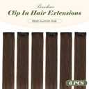 Benehair 6PCS 6 Clips In Human Hair Extensions Dark Brown Short Straight Mini Clip Ins Real Remy Clip On Hairpin Hairpiece For Women 12inch 33g #2R
