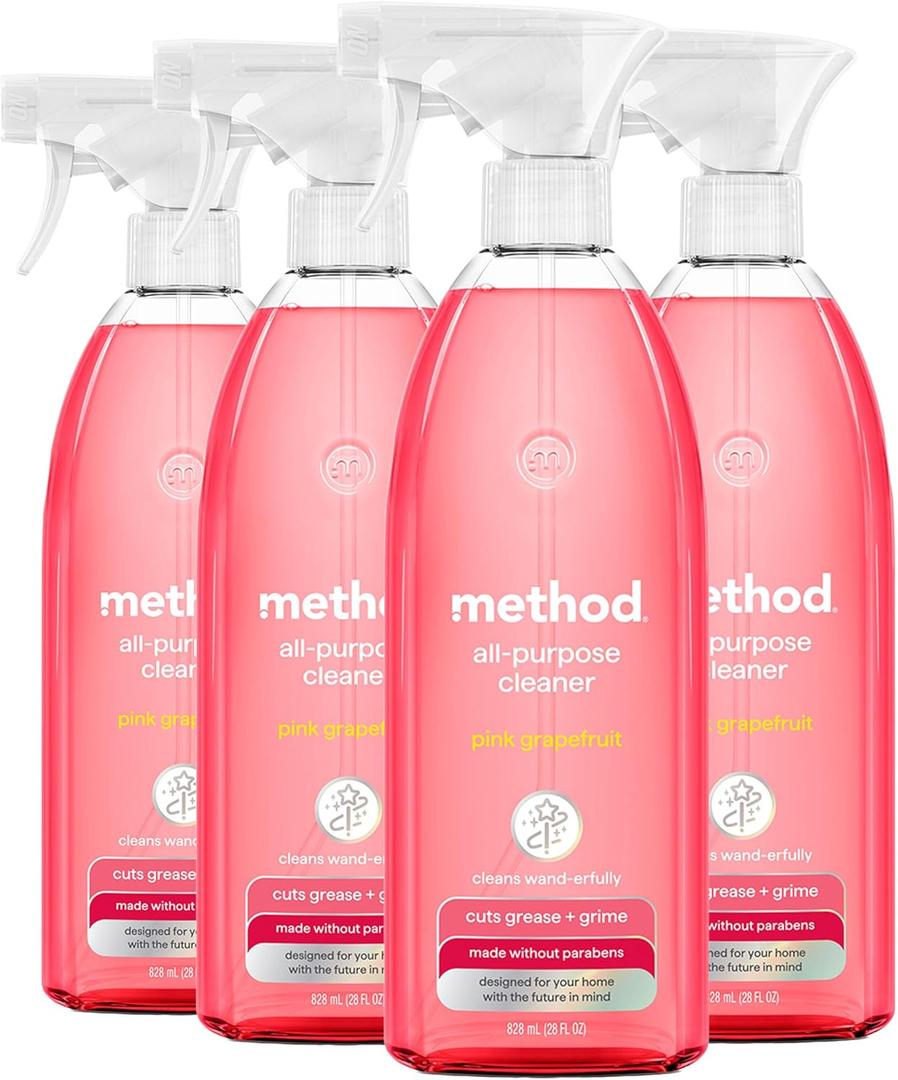 Method All-Purpose Cleaner Spray, Pink Grapefruit, Perfect for Most Counters, Tiles and More, 28 Fl Oz, (Pack of 4)