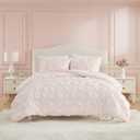 Laura Ashley - Twin/Twin XL Comforter Set, Satin Microfiber Bedding with Shams, Soft and Silky, Lightweight All-Season Comforter, Reversible Design, Solid Satin Pintuck Pink