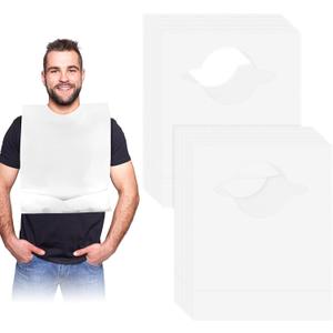 Hicarer 100 Pcs Disposable Adult Bibs with Crumb Catcher for Elderly Eating Plastic Bibs Single Use Dining Clothing Protectors